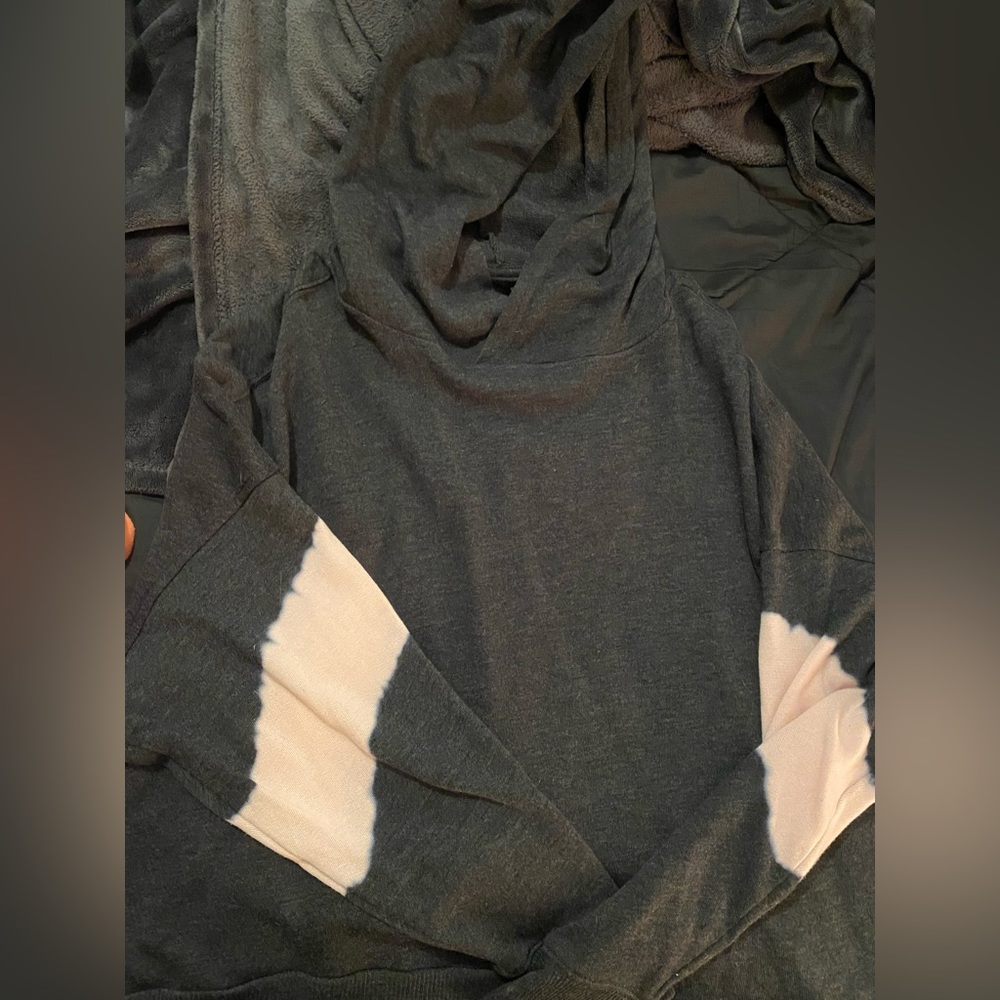 Oversized hoodie. Sleeves have light pink tie dye